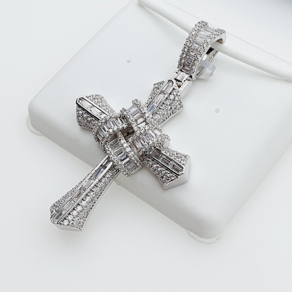 925 Sterling Silver Plated CZ Pendant, EVBRS589 - Picture 2 of 11